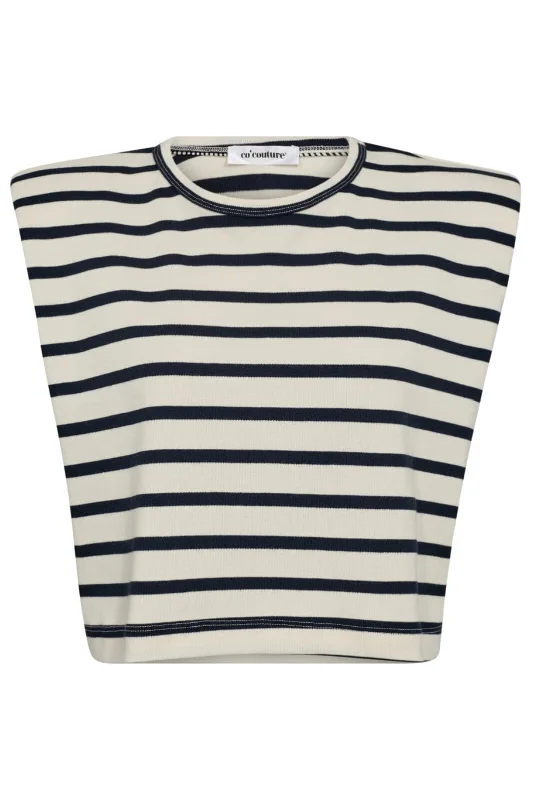 Co´couture - Classiccc Stripe Ed Crop Tee 33076 - 11 Off White