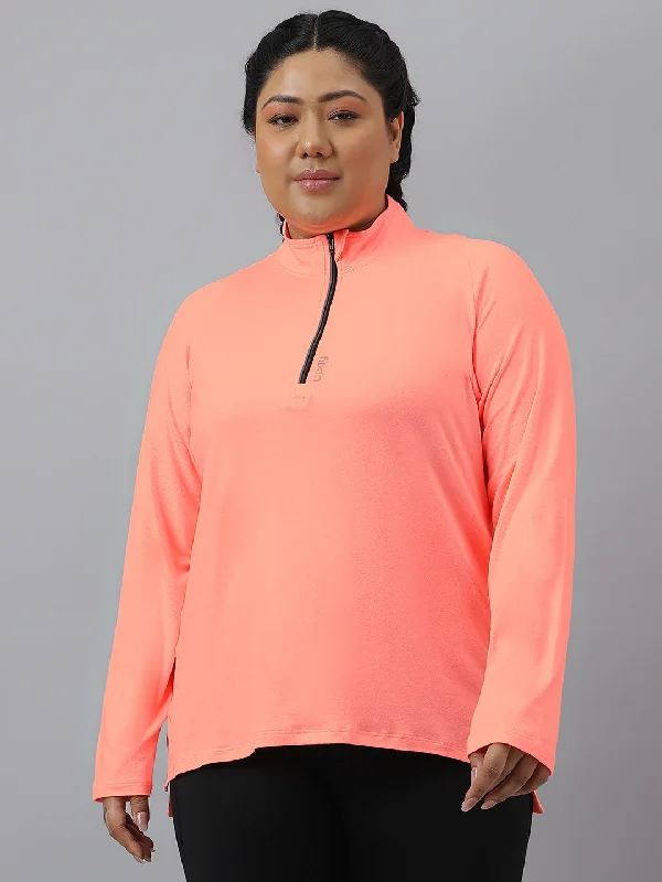 Fitkin Plus Size Super Soft Anti-Odor Melon Front Zipper Tshirt