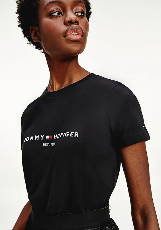 Tommy Hilfiger Women’s Heritage Logo Embroidered T-Shirt, Black