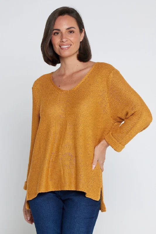 Emmy Cotton Knit Jumper - Mustard