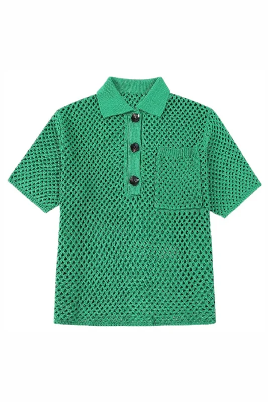 'Fiona' Crochet Polo Shirt