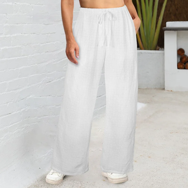 Cloud Crackle Wide Leg Pants with Pockets