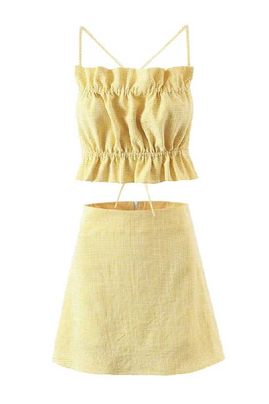 'Quinsley' Sleeveless Crop Top & High Waist Skirt Set