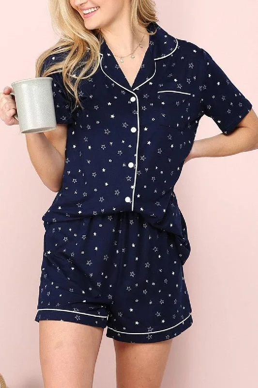 SHORT SLEEVE NOTCH COLLAR PAJAMA SET