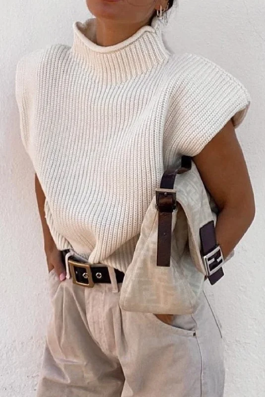 'Katlyn' Turtleneck Sleeveless Knit Vest (4 Colors)