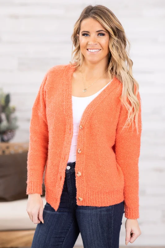 Coral Cardigan With Buttons