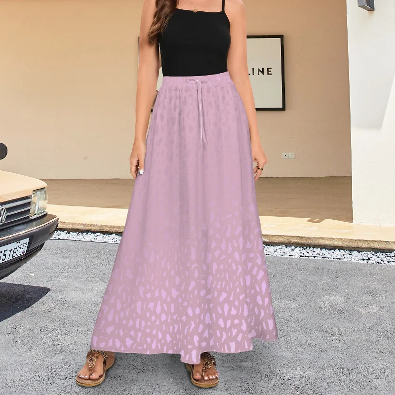 Drawstring Pocket Maxi Skirt Mauve Pink Coral