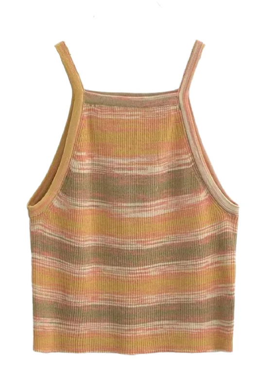 'Dakota' Stripe Sleeveless Knitted Top