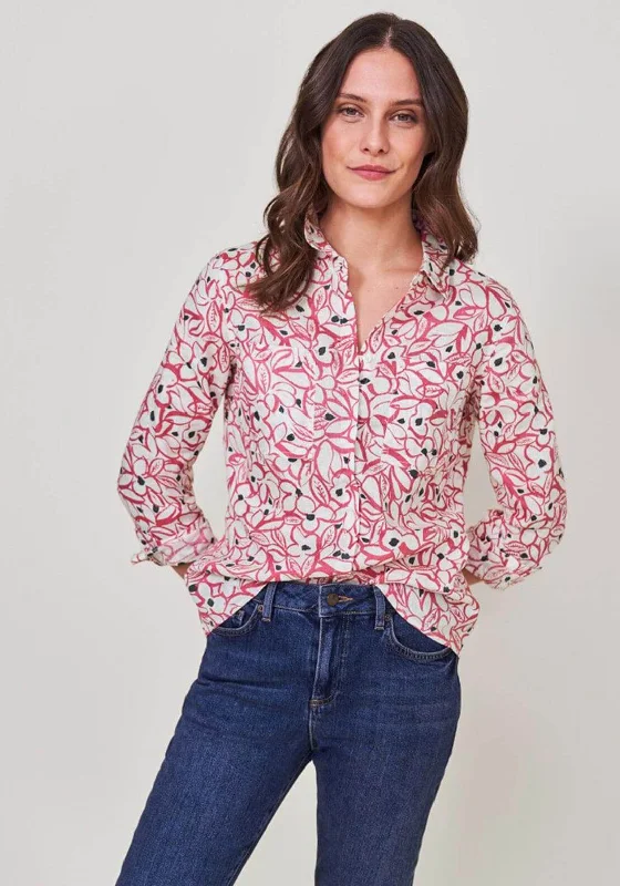 White Stuff Sprig Floral Print Linen Shirt, White & Pink