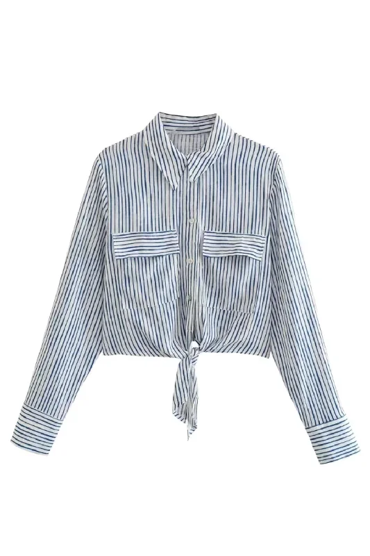 'Iris' Striped Knotted Shirt