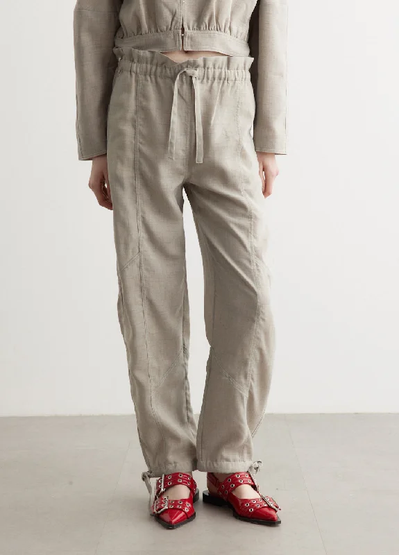 Light Melange Suiting Elasticated Waist Pants