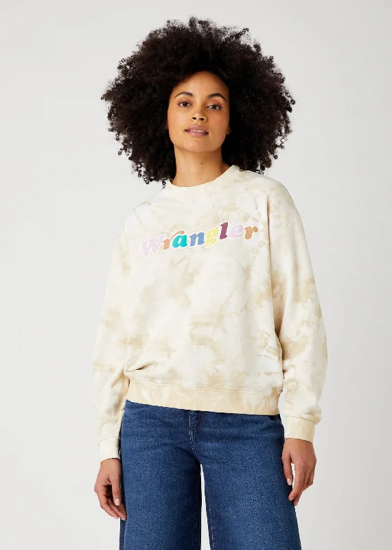 Wrangler Retro Logo Tie Dye Sweater, Papyrus