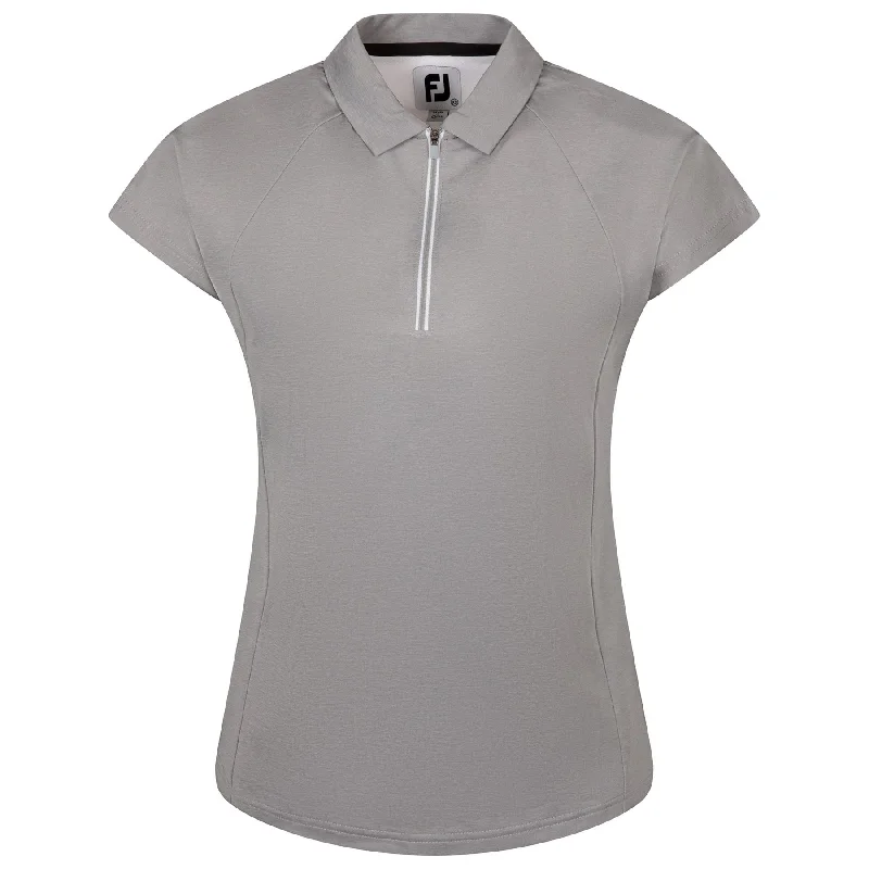 Womens Quarter Zip Color Block Shirt Heather Grey/White - AW24