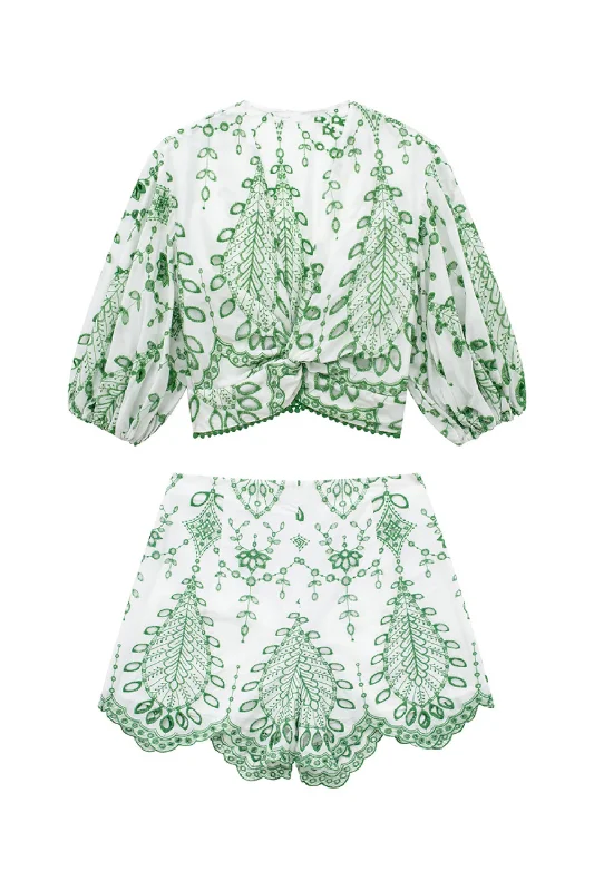 'Kaylee' Embroidered Top & Shorts