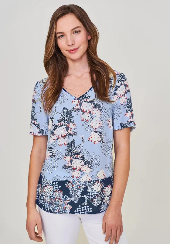 White Stuff Matilda Floral Print Top, Blue Multi