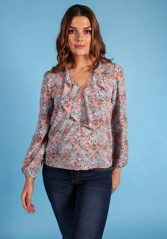 Rant & Rave Gayle Floral Blouse, Blue & Pink