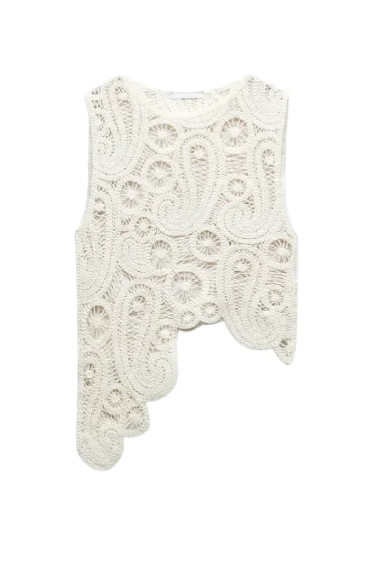 'Ursula' Round-Neck Sleeveless Crochet Top