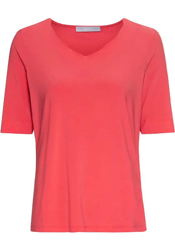 Bianca Emily Relaxed V-Neck T-Shirt, Coral