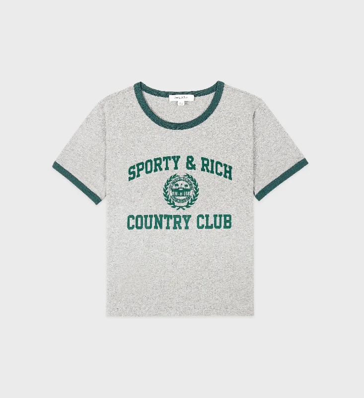 Varsity Crest Ringer Tee - Heather Gray/Alpine