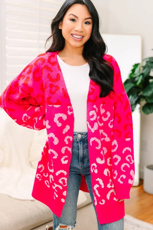 You're The Reason Hot Pink Leopard Cardigan