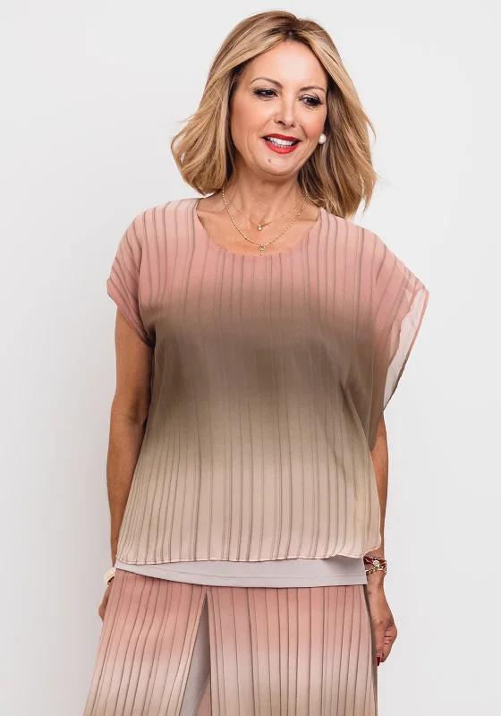 Meri Esca Ombre Chiffon Top, Green & Pink