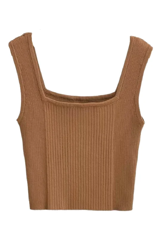 'Felicia' Square Neck Sleeveless Knitted Top