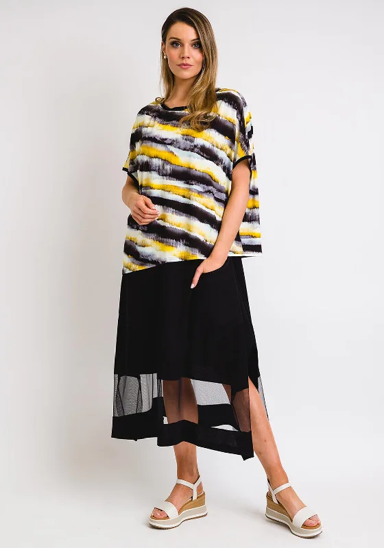 Naya Brushstroke Print Relaxed Jersey Top, Yellow Multi