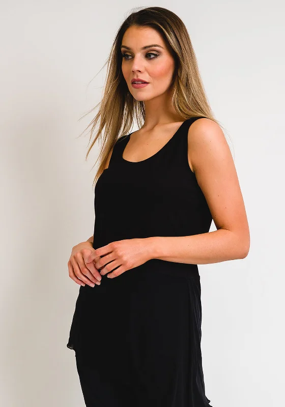 Naya Chiffon Trim Jersey Sleeveless Top, Black