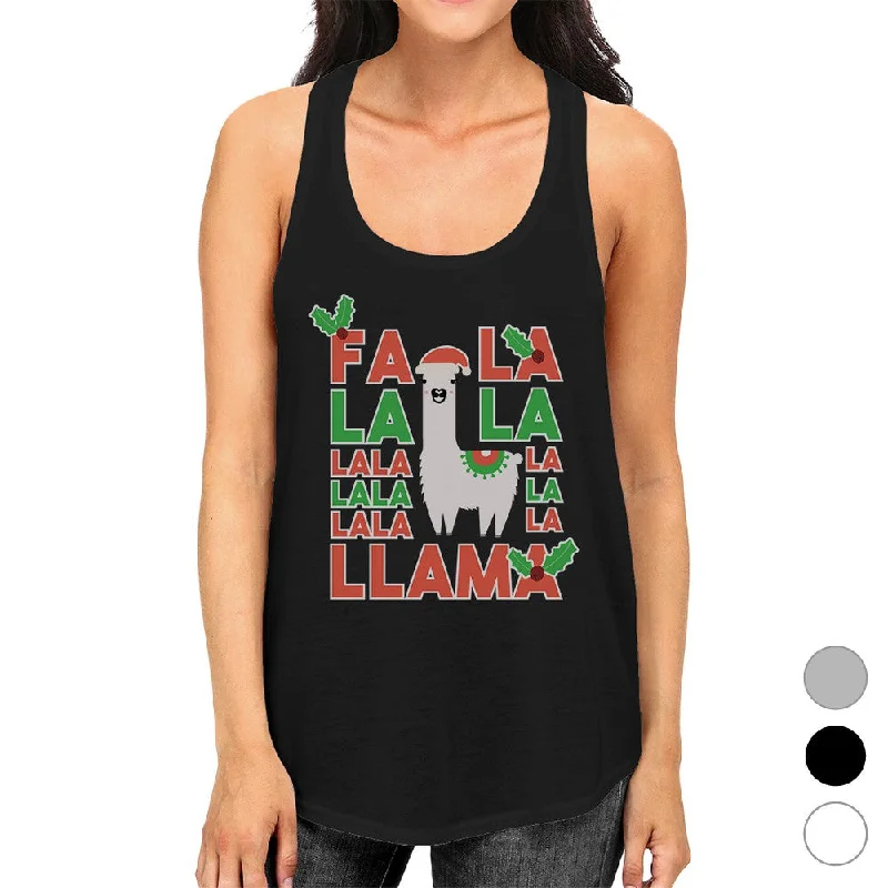 Falala Llama Womens Racerback Tank Top For Christmas Gym Workout