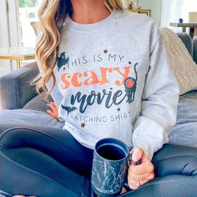 Monogrammed 'This Is My Scary Movie Watching Shirt' Crewneck Sweatshirt