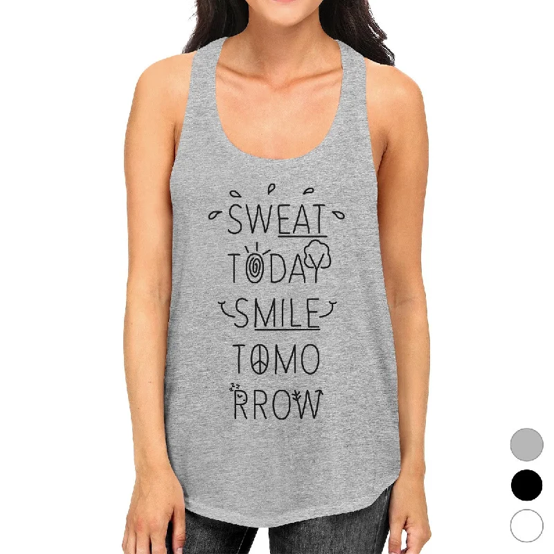 Sweat Smile Womens Cute Gym Tank Top Cute Gift For Workout Lovers