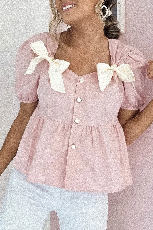 Bluse mit Minnie-Schleife | Rosa