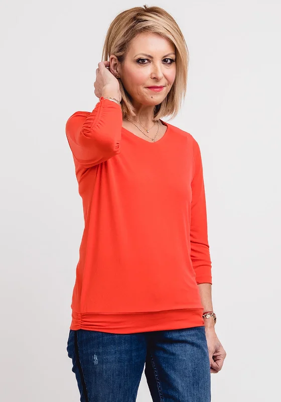 Bianca Stretch Crepe Top, Coral