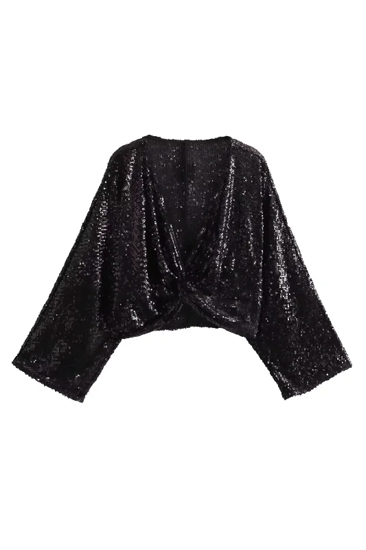 'Wanda' V-Neck Sequinned Top