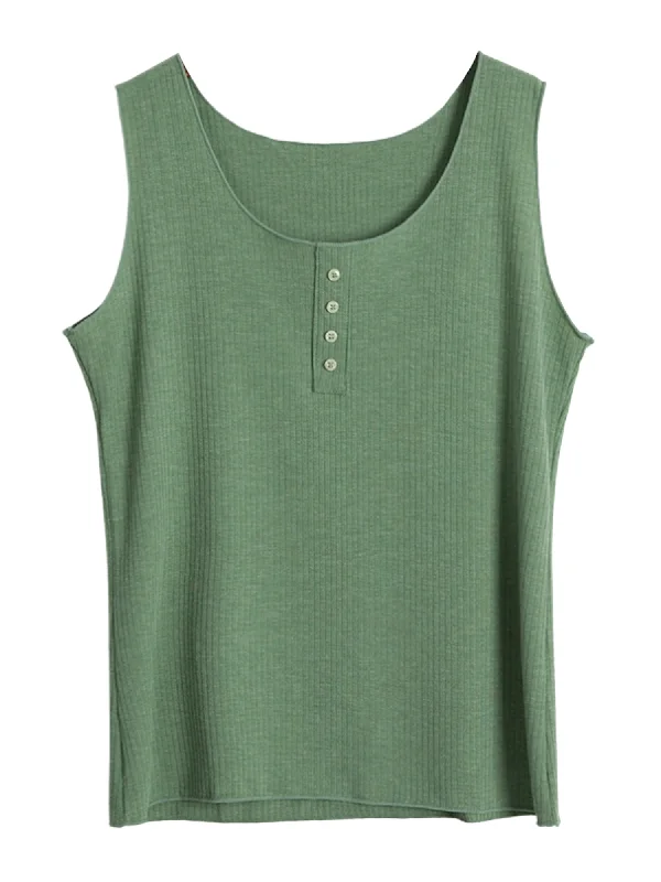 'Michelle' Ribbed Buttoned Tank Top (6 Colors)