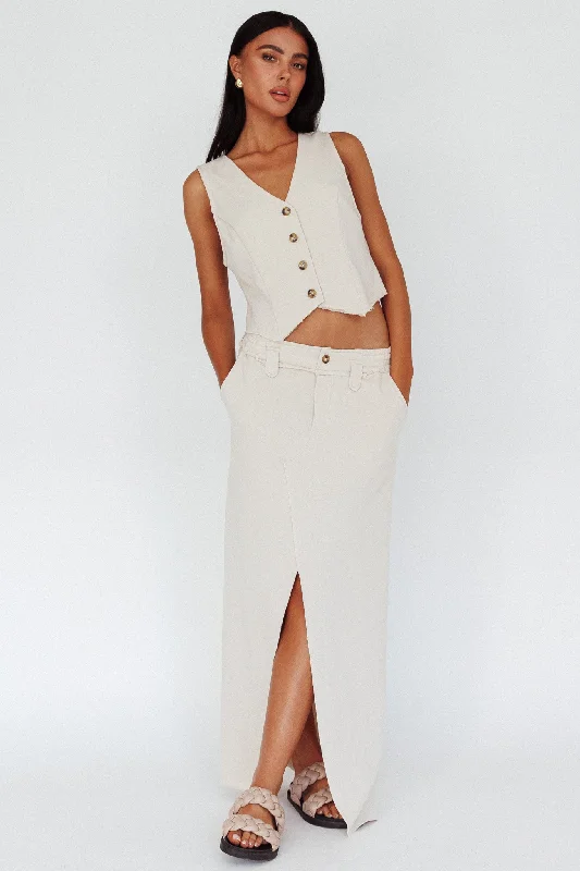 Long Awaited Faux Placket Maxi Skirt Seashell