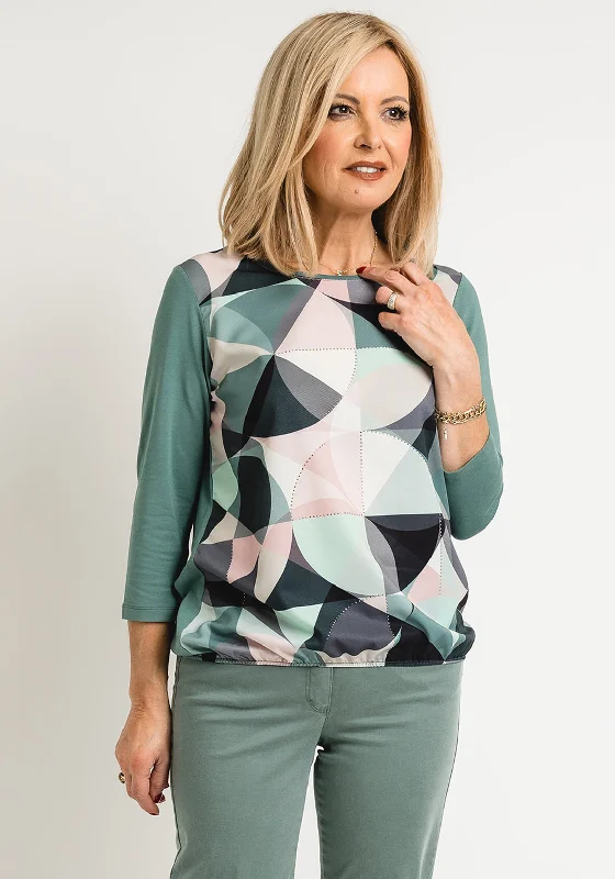 Bianca Irena Geo Print Top, Green Multi