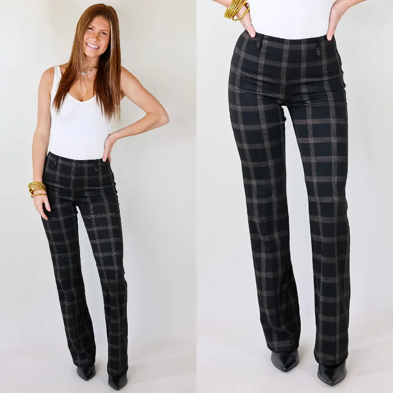 Lyssé | Plaid Baby Bootcut Pants in Black