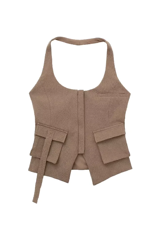 'Venus' Halter-neck Zip-up Vest *3 Colors