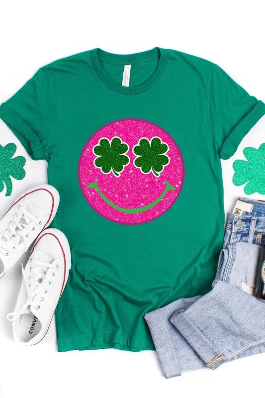 Smile St Patricks Day Glitter Graphic T Shirts