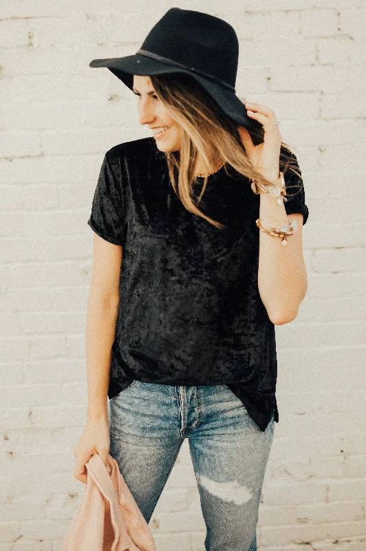 Crushed Velvet Tee: Black