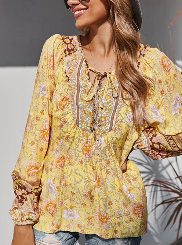 'Benji' Floral Boho Tied Blouse (2 Colors)