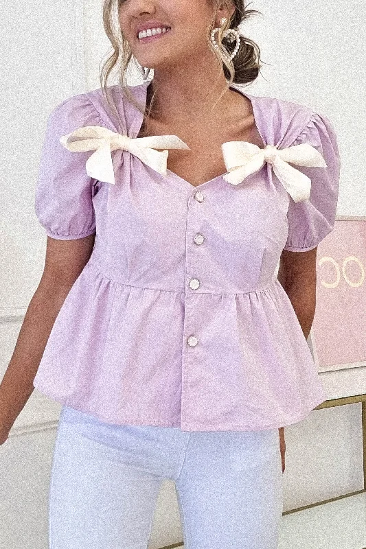 Bluse mit Minnie-Schleife | Lila