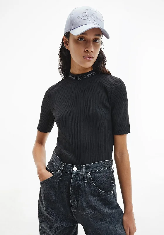 Calvin Klein Jeans Ribbed Logo Trim T-Shirt, Black