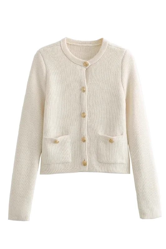 'Agnes' Round-Neck Knitted Cardigan