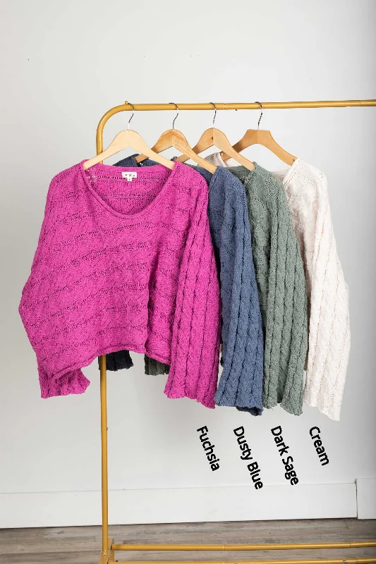 Bell Sleeve Cable Knit Sweater