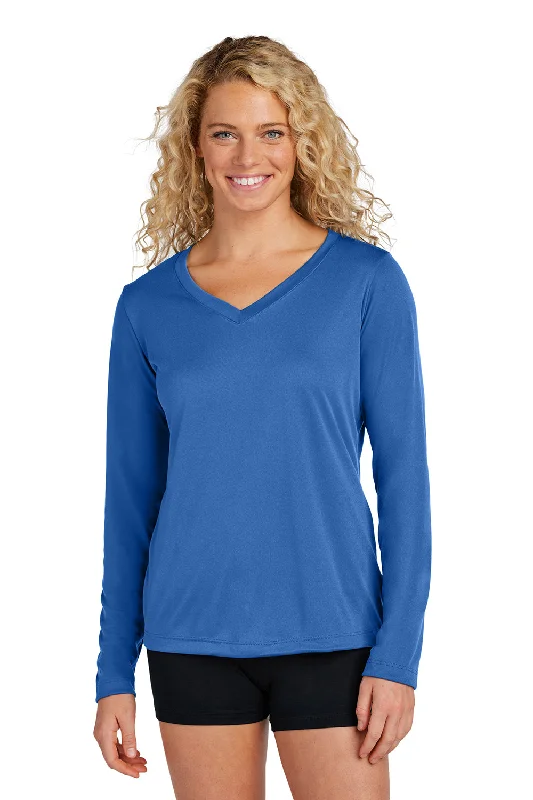 Sport-Tek Womens Competitor Moisture Wicking Long Sleeve V-Neck T-Shirt - Royal Blue