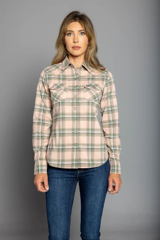 Kimes Ranch Womens Stroker Plaid Pink Cotton Blend L/S Shirt