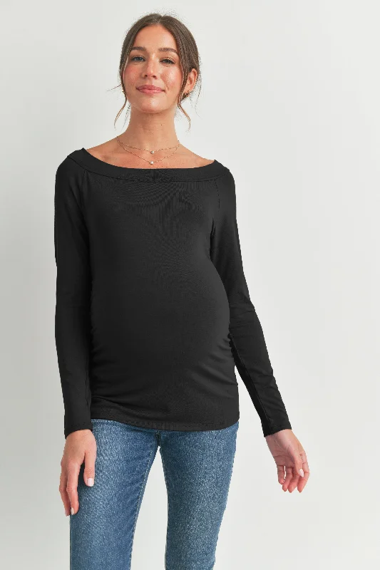 Jersey Boat Neck Maternity Top