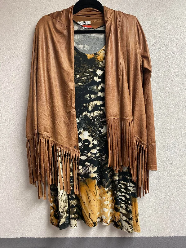 Leatherette Fringe cardigan set